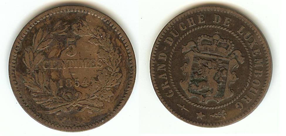 Luxembourg 5 Centimes 1854 gF
